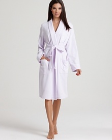 In soft lilac cotton, Lauren Ralph Lauren's waffle knit robe creates a spa-worthy experience with all the comfort of home.