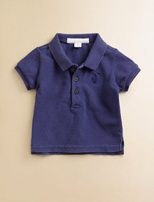 Amazingly soft, this must-have cotton design features an embroidered chest logo.Polo collar Short sleeves Button placket Embroidered chest logo Side slits Cotton Machine wash Imported Please note: Number of buttons may vary depending on size ordered. Amazingly soft, this must-have cotton design features an embroidered chest logo.Polo collar Short sleeves Button placket Embroidered chest logo Side slits Cotton Machine wash Imported Please note: Number of buttons may vary depending on size ordered.