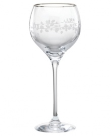 A vision of contemporary elegance from kate spade, this crystal goblet is shaped by soft, fluid lines and etched stems of leafy foliage. Finished with a polished platinum rim. A vision of contemporary elegance from kate spade, this crystal goblet is shaped by soft, fluid lines and etched stems of leafy foliage. Finished with a polished platinum rim.