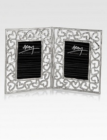 Finding inspiration from the imagery that floats around classic storytelling, this charming double frame is crafted from hand-forged, nickel-plated metal by one of America's premier metalwork artists.From the Heart CollectionNickel-plated metalFits 2 X 3 photos7H X 4WImported Finding inspiration from the imagery that floats around classic storytelling, this charming double frame is crafted from hand-forged, nickel-plated metal by one of America's premier metalwork artists.From the Heart CollectionNickel-plated metalFits 2 X 3 photos7H X 4WImported