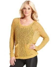 A hot layering piece, this sheer Kensie sweater is a fall favorite!