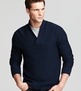 Cozy up next to the fire in this soft blend of wool and cashmere, elegantly crafted with a shawl collar for a sophisticated addition to your wardrobe.
