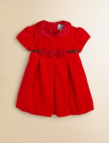 Beautiful, plush velvet lends a royal touch to this festive frock with silk Peter Pan collar, pleated skirt and rosettes at the waist.Silk Peter Pan collarShort puff sleevesBack zipperWaistband with tiePleated skirtCottonMachine washImported Beautiful, plush velvet lends a royal touch to this festive frock with silk Peter Pan collar, pleated skirt and rosettes at the waist.Silk Peter Pan collarShort puff sleevesBack zipperWaistband with tiePleated skirtCottonMachine washImported