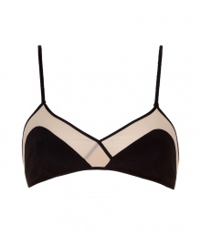 Lounge in high style with this ultra-chic printed bralette from Philip Lim - Soft cup style bra, thin adjustable straps, contrasting color block detailing at bust and bodice, back hook and eye closure - Pair with a kimono and cashmere pants or matching panties for at-home style Lounge in high style with this ultra-chic printed bralette from Philip Lim - Soft cup style bra, thin adjustable straps, contrasting color block detailing at bust and bodice, back hook and eye closure - Pair with a kimono and cashmere pants or matching panties for at-home style