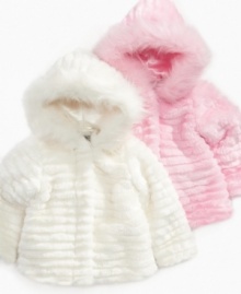 A lovely, fuzzy shell on this S. Rothschild faux-mink-trim coat gives her a cute, cuddly look for winter. A lovely, fuzzy shell on this S. Rothschild faux-mink-trim coat gives her a cute, cuddly look for winter.