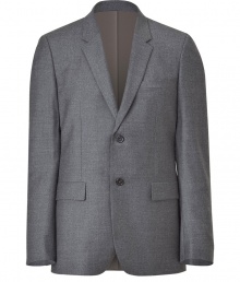 Ultra sleek, this wool-and-cashmere blazer is an urbane-cool essential - Notched lapels, two-button closure, flap pockets at waist, back vent - Slim fit - Style with matching pants or jeans and a solid button-down for work or play style