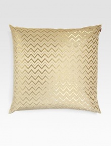 A stunning touch for any room, any home, any time in an intricate array of gold-tinged metallic chevrons. 24 square60% cotton/40% polyesterDry cleanMade in Italy