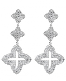 Dazzling drops. With sparkling cubic zirconias (4-1/6 ct. t.w.) and a chic clover theme, CRISLU's stunning drop earrings are sure to add glamour to your style. Crafted in platinum over sterling silver. Approximate drop: 1-5/8 inches.