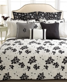 Black and white chic. This sham from Lauren by Ralph Lauren features bold black florals on a white ground for a look of understated elegance. Split back closure. Black and white chic. This sham from Lauren by Ralph Lauren features bold black florals on a white ground for a look of understated elegance. Split back closure.