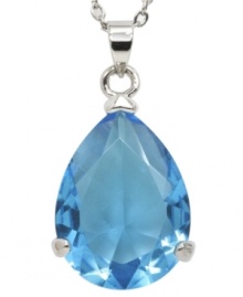 Swim in elegance. City by City's pretty pear-cut light blue cubic zirconia (2-5/8 ct. t.w.) is set in imitation rhodium-plated mixed metal. Approximate length: 15 inches + 3-inch extender. Approximate drop: 1 inch.