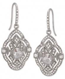 All the glistening glamour can be found in these diamond-shape drop earrings from Carolee. Crafted from silver-tone mixed metal, the pair dazzles with an array of glass crystals adorning it. Approximate drop: 1-1/8 inches.