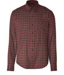 Casual goes cool in this must-have plaid button down from Vince - Small button down collar, long sleeves, front button placket, single chest pockets, curved hem, all-over plaid print - Pair with straight leg jeans and a cashmere pullover Casual goes cool in this must-have plaid button down from Vince - Small button down collar, long sleeves, front button placket, single chest pockets, curved hem, all-over plaid print - Pair with straight leg jeans and a cashmere pullover