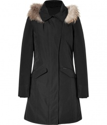 Detailed with a utilitarian chic collar and luxe raccoon fur trim, Woolrichs Vail down parka is a must for contemporary cool weather looks - Hood with raccoon fur trim, snapped spread collar, long sleeves, fitted ribbed knit cuffs, hidden two-way front zip, snapped placket, snapped front flap pockets - Contemporary fit, slight A-line silhouette - A versatile, classic coat perfect for both city streets and country slopes Detailed with a utilitarian chic collar and luxe raccoon fur trim, Woolrichs Vail down parka is a must for contemporary cool weather looks - Hood with raccoon fur trim, snapped spread collar, long sleeves, fitted ribbed knit cuffs, hidden two-way front zip, snapped placket, snapped front flap pockets - Contemporary fit, slight A-line silhouette - A versatile, classic coat perfect for both city streets and country slopes