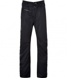 Stay stylish from the lodge to the slopes in these ultra-luxe ski pants from Jet Set - Zip fly, zippered slit pocket, adjustable belt with higher waistline, zippered ankles, star and stripe printed sides, elasticized band at the ankle with silicon for hold - Straight leg - Style with a cashmere pullover, weather boots, and a sleek parka Stay stylish from the lodge to the slopes in these ultra-luxe ski pants from Jet Set - Zip fly, zippered slit pocket, adjustable belt with higher waistline, zippered ankles, star and stripe printed sides, elasticized band at the ankle with silicon for hold - Straight leg - Style with a cashmere pullover, weather boots, and a sleek parka