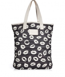 Work a fun print into busy days with Marc by Marc Jacobs stripey lip print shopper - Double top handles, logo plaque, inside back wall slot pocket with Velcro closure - Perfect for running errands or giving as a holiday gift Work a fun print into busy days with Marc by Marc Jacobs stripey lip print shopper - Double top handles, logo plaque, inside back wall slot pocket with Velcro closure - Perfect for running errands or giving as a holiday gift
