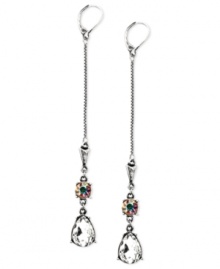 Sophisticated drops for a little length. These earrings from RACHEL Rachel Roy showcase shimmering glass and crystal accents. Crafted in silver tone mixed metal. Approximate drop: 3-3/4 inches. Approximate diameter: 1/2 inch. Sophisticated drops for a little length. These earrings from RACHEL Rachel Roy showcase shimmering glass and crystal accents. Crafted in silver tone mixed metal. Approximate drop: 3-3/4 inches. Approximate diameter: 1/2 inch.