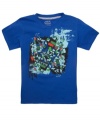 Abstract style. A modern logo print on the front of this tee from Levi's will add new dimensions to his look.