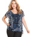 Safari style is a must-have for the season, so snag DKNY Jeans' plus size leopard-print top!