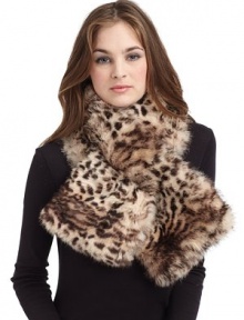 THE LOOKGorgeous rabbit fur dyed in a light leopard printPull through design with one end slipping through slitTHE FIT40W X 7HTHE MATERIALDyed rabbit furFully linedCARE & ORIGINDry clean by fur specialistImportedFur origin: China THE LOOKGorgeous rabbit fur dyed in a light leopard printPull through design with one end slipping through slitTHE FIT40W X 7HTHE MATERIALDyed rabbit furFully linedCARE & ORIGINDry clean by fur specialistImportedFur origin: China