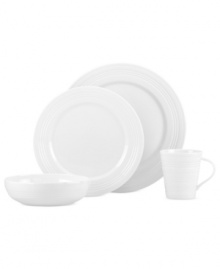 The simple ridged pattern of this Tin Can Alley place setting gets in shape for modern tables. From Lenox dinnerware, the dishes are in versatile white china for coordinating with any table and decor. The simple ridged pattern of this Tin Can Alley place setting gets in shape for modern tables. From Lenox dinnerware, the dishes are in versatile white china for coordinating with any table and decor.