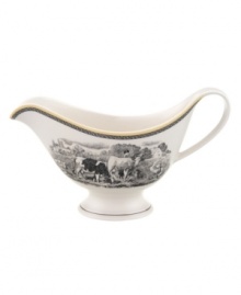 Audun(tm)s serving pieces coordinate with the yellow, black, and white mix-and-match dinnerware pattern. In Ferme, featuring a quaint French farm scene. Audun(tm)s serving pieces coordinate with the yellow, black, and white mix-and-match dinnerware pattern. In Ferme, featuring a quaint French farm scene.