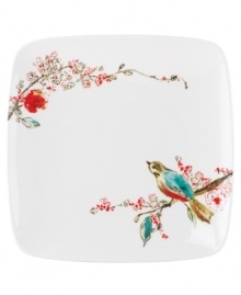 Make any meal sing with the Chirp accented square plates from Lenox dinnerware. The dishes feature splashes of bright watercolor-inspired birds and florals that adorn the white bone china in a fresh, modern shape. Ultra durable for daily use, this collection moves flawlessly from oven to table. Qualifies for Rebate Make any meal sing with the Chirp accented square plates from Lenox dinnerware. The dishes feature splashes of bright watercolor-inspired birds and florals that adorn the white bone china in a fresh, modern shape. Ultra durable for daily use, this collection moves flawlessly from oven to table. Qualifies for Rebate