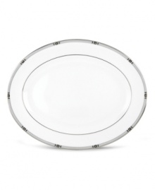 An art deco inspired design, platinum trim and metallic dots lend the Westerly Platinum oval platter sophisticated polish. Part of a versatile Lenox dinnerware collection designed to complement a variety of settings. Qualifies for Rebate An art deco inspired design, platinum trim and metallic dots lend the Westerly Platinum oval platter sophisticated polish. Part of a versatile Lenox dinnerware collection designed to complement a variety of settings. Qualifies for Rebate