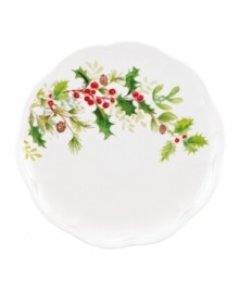 A season of entertaining and celebration will flourish with the Winter Meadow accent plates from Lenox. Crisp holly blooms on scalloped ivory porcelain designed to mix and match. A season of entertaining and celebration will flourish with the Winter Meadow accent plates from Lenox. Crisp holly blooms on scalloped ivory porcelain designed to mix and match.