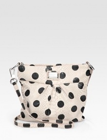 Painted polka dots over snake-embossed PVC make for a chic combination in this pleated silhouette.Detachable shoulder strap, 22 dropTop zip closureOne inside zip pocketTwo inside open pocketsFully lined11W X 10H X 1/4DImported Painted polka dots over snake-embossed PVC make for a chic combination in this pleated silhouette.Detachable shoulder strap, 22 dropTop zip closureOne inside zip pocketTwo inside open pocketsFully lined11W X 10H X 1/4DImported