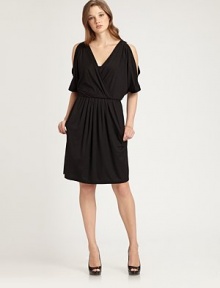 An exquisite example of laid-back elegance, this jersey dress features a faux wrap top and an alluring cold shoulder design. V-necklineShort sleevesCold shouldersSlash pocketsAbout 37 from shoulder to hem93% lyocell/7% elastaneDry cleanImported Model shown is 5'9½ (176cm) wearing US size Small. An exquisite example of laid-back elegance, this jersey dress features a faux wrap top and an alluring cold shoulder design. V-necklineShort sleevesCold shouldersSlash pocketsAbout 37 from shoulder to hem93% lyocell/7% elastaneDry cleanImported Model shown is 5'9½ (176cm) wearing US size Small.