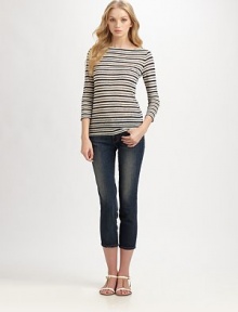 From its classic five-pocket styling to its timeless metal rivets, these cropped jeans are a must-wear this season.Belt loopsButton closureZip flyFive-pocket styleInseam, about 25Cotton/spandexMachine washImportedSIZE & FIT Model shown is 5'10(177cm) wearing a US size 4. From its classic five-pocket styling to its timeless metal rivets, these cropped jeans are a must-wear this season.Belt loopsButton closureZip flyFive-pocket styleInseam, about 25Cotton/spandexMachine washImportedSIZE & FIT Model shown is 5'10(177cm) wearing a US size 4.