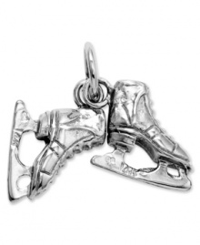 Fashionable figure eights! These vintage-inspired 3D ice skates shine in 14k white gold. Approximate length: 1/2 inch. Approximate width: 7/10 inch.