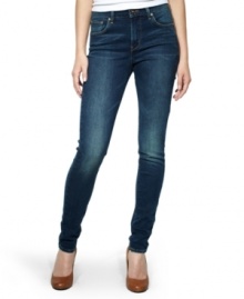 Designed with a high-rise for retro attitude, Levi's dark wash skinny jeans are poised to be your new best friend. Designed with a high-rise for retro attitude, Levi's dark wash skinny jeans are poised to be your new best friend.