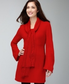 Style&co. adds some sparkle to a tunic dress with a detachable, coordinating sequined scarf! Pair with opaque tights for a classic and sophisticated look. (Clearance) Style&co. adds some sparkle to a tunic dress with a detachable, coordinating sequined scarf! Pair with opaque tights for a classic and sophisticated look. (Clearance)