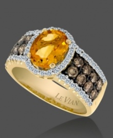 Shades of autumn sparkle brightly on this luminous ring by Le Vian. Featuring oval-cut opal (1-5/8 ct. t.w.) and round-cut white and chocolate diamonds® (1-1/4 ct. t.w.) set in 14k gold. Size 7.