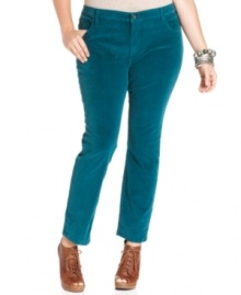 Pair the season's latest tops with Lucky Brand Jeans' plus size corduroy pants, defined by a slim fit.