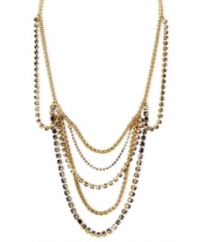 Ornate elegance. Fossil's multi-chain necklace is crafted from gold-tone mixed metal with sparkling black accents to add a lustrous touch perfect for any formal affair. Approximate length: 24 inches + 2-inch extender.