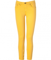 Stylish skinny jeans in fine,yellow cotton stretch blend - A chic standout from New York cult label Rag & Bone - Bold, abstract splash colour - Ultra-fitted, curve-hugging cut - Five pocket style with zip fly, button closure and belt loops - Pant crops at ankles - Pair with a solid, silk top or light cashmere pullover and ballet flats or platform pumps