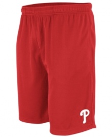 Get a leg up on the competition with these Philadelphia Phillies team shorts from Majestic. Get a leg up on the competition with these Philadelphia Phillies team shorts from Majestic.