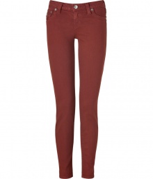 Elevate your go-to closet staples with these cool mahogany ultra-skinny jean leggings from True Religion - Five-pocket styling, logo detailed back flap pockets - Extra form-fitting - Style with cashmere pullovers and shearling lined boots