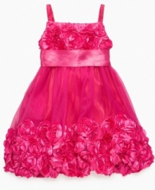 Flower power. This rosette-detailed dress from Bonnie Jean will have her looking her decorated best. Flower power. This rosette-detailed dress from Bonnie Jean will have her looking her decorated best.