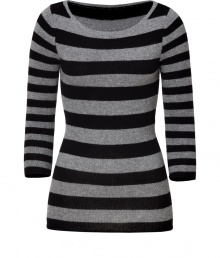 Update your cold weather look with this ultra-chic striped cashmere pullover from Dear Cashmere - Round neck, three-quarter sleeves, slim fit, long body - Pair with skinny jeans, embellished ballet flats, and a sleek parka Update your cold weather look with this ultra-chic striped cashmere pullover from Dear Cashmere - Round neck, three-quarter sleeves, slim fit, long body - Pair with skinny jeans, embellished ballet flats, and a sleek parka
