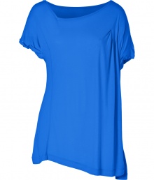 Pop bright color into your contemporary look with Twenty8twelves electric blue top - Draped asymmetrical neckline, short dolman sleeves - Easy fit - Tuck into pencil skirts or layer over leather leggings