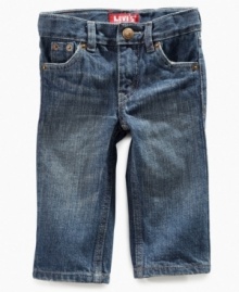 He's not too young for up-to-date fashion.  Get your baby boy a pair of skinny jeans from Levis and he'll be strutting in style.