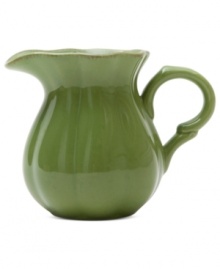 Splash of color. Bring more fun to every table with the bright green finish and ruffled edge of Marcela's pitcher for Prima Design. Splash of color. Bring more fun to every table with the bright green finish and ruffled edge of Marcela's pitcher for Prima Design.