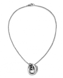 Simplicity and symbolism combine in this subtle, yet dynamic, style. Breil necklace features a chic knot pendant design. Crafted in polished stainless steel with a lobster claw clasp. Approximate length: 17 inches. Approximate drop: 3/4 inch.