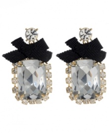 Go super glam with these fun, flirty earrings from Betsey Johnson. In mixed metal and crystal accents. Approximate drop: 3/4 inch.