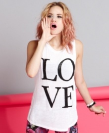Glittery letters girlify a graphic tank top you're sure to LOVE. From Material Girl. Glittery letters girlify a graphic tank top you're sure to LOVE. From Material Girl.