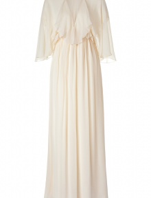 Elegant evening dress in champagne silk chiffon - a floor length dreamy dress for all festive occasions (black tie dress code ) - beautiful retro cut with softly flowing, falling silhouette - with a low V-neckline, ruffled collar, wide butterfly sleeves, shaped waist - looks glamorous and gracious - timeless style that you can wear for many years Elegant evening dress in champagne silk chiffon - a floor length dreamy dress for all festive occasions (black tie dress code ) - beautiful retro cut with softly flowing, falling silhouette - with a low V-neckline, ruffled collar, wide butterfly sleeves, shaped waist - looks glamorous and gracious - timeless style that you can wear for many years