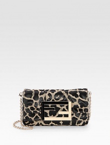 Chic leopard-print jacquard, softly-pleated in a flap-front bag, finished with logo hardware.Detachable shoulder strap, 22½ dropMagnetic snap flap closureOne inside open pocketCotton lining9W X 6H X 2DMade in Italy Chic leopard-print jacquard, softly-pleated in a flap-front bag, finished with logo hardware.Detachable shoulder strap, 22½ dropMagnetic snap flap closureOne inside open pocketCotton lining9W X 6H X 2DMade in Italy